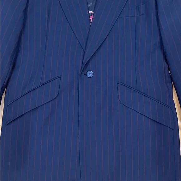 William Hunt SAVILE Row Men's Navy Pinstripe Blazer